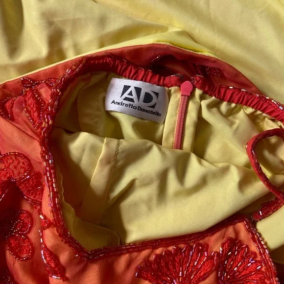 Vibrant Orange Chemise with Red Embroidery - Picture 4 of 10